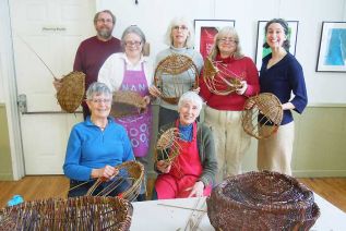 Brooke Valley basket weaver Maike Polano instructs a workshop in Irish Ulster potato basket weaving at MERA